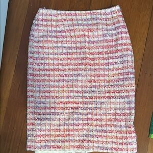 Escada Couture Pink and White Knee-Length Tweed Pencil Skirt